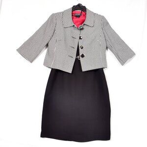 Jessica Howard Women's Dress Black w/Houndstooth Jacket Size 4P Sleeveless